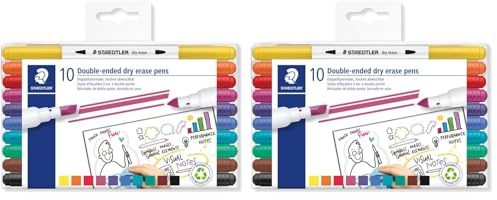 Staedtler 3010 TB10 Lot de 20 marqueurs double fibre effaçable à sec