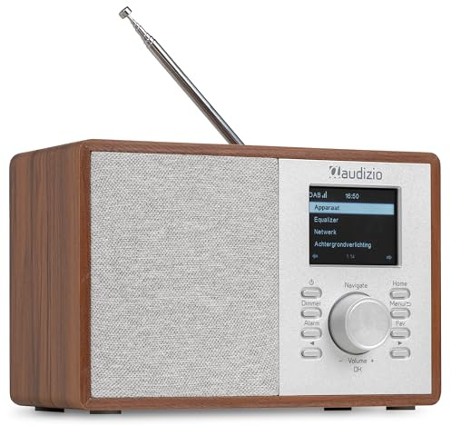 Audizio Cosa WLAN Internetradio klein - DAB+ Digitalradio mit Bluetooth - Kompaktes Küchenradio, Radiowecker, Farbdisplay & Kopfhöreranschluss - Braun