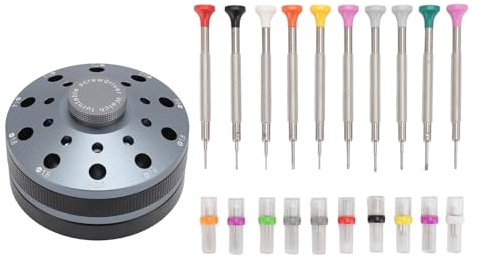 Jspondivague Ensemble de 10 tournevis pour horloger, kit de tournevis de précision avec 20 embouts de rechange supplémentaires, outil de réparation de bijoux en acier inoxydable pour montres, (Grise)