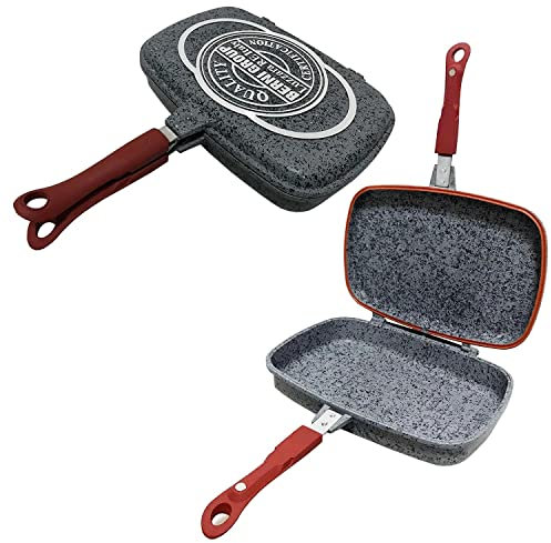 Fornetto 32 Sanity Stone Effetto Granito Pentola Padella Doppia Bistecchiera Antiaderente Fondo a Induzione PFOA-Free