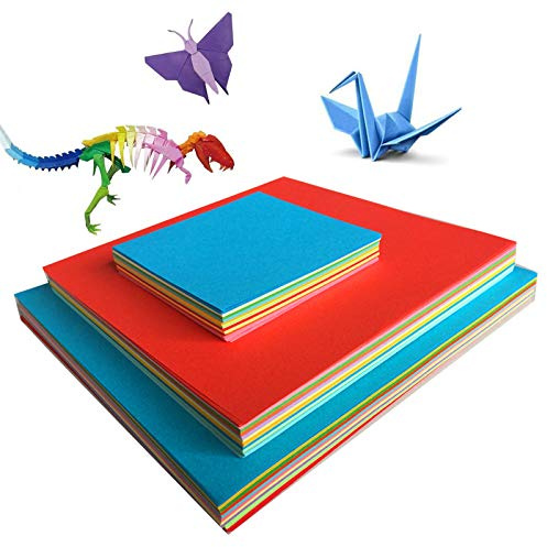 Papier Origami Amison - 600 Feuilles Multicolores, 3 Tailles, Double Face, Idéal pour Origami, Artisanat et Éducation