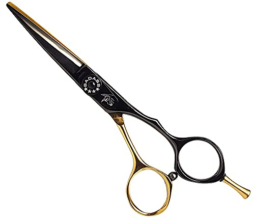 Badass Beard Care Gold Series Barber Quality Beard Shaping Scissors - 5.25 inches long, Surgical Grade Stainless Steel (HRC 59-61), Hand adjustable tension knob
