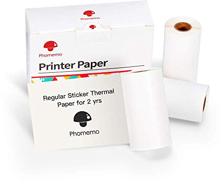 Phomemo Papier D'impression, Blanc pour Autocollant, 3 Rouleaux | M02/P2S/M02pro/M02S/M03/M03AS/M04S/M04AS Mini Autocollant Papier D'impression