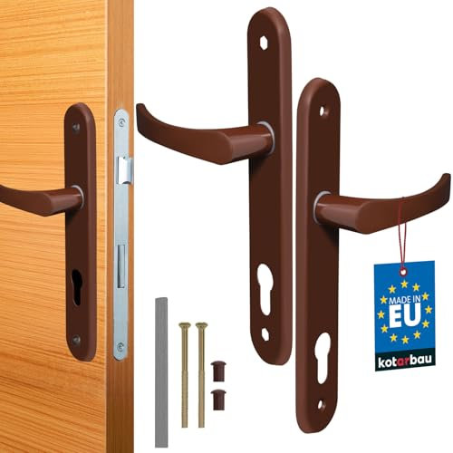 KOTARBAU® Türgriff 90 mm Rechts Links für Profilzylinder Braun Türgarnitur Türbeschlag Türdrücker Türklinke Drückergarnitur Zimmertür Klinke Alu