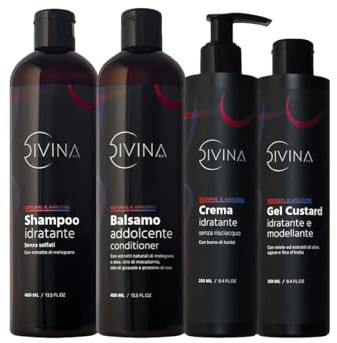 Kit Definizione e Addolcente per capelli mossi, ricci, super ricci e afro Natural&Amazing di DIVINA BLK, 4 prodotti inclusi, trattamento completo