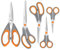 Asdirne Scissors, Kitchen Scissors with Sharp Stainless Steel Blades and Soft Handles, Multifunctional Scissors Set, 5PCs, Orange/Grey
