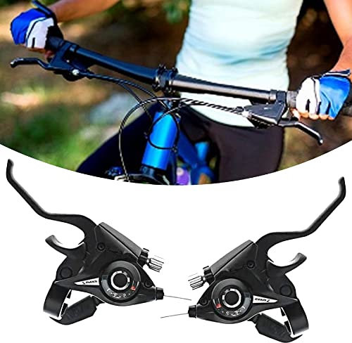 Bicycle Brake Levers Shifter 3x8 24 Speed Shifter with Gear Indicator and V Brake Cable for Moutain Bike, Road Bike, MTB, BMX, Fixie Gear, Cycling