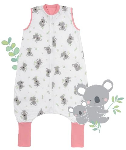 schlummersack Slumbersac Sacco nanna con piedini bambini 1 Tog 100 cm Koala I Sacco nanna con gambe per dimensione del corpo 100-110 ​cm | Sacco nanna cotone leggero