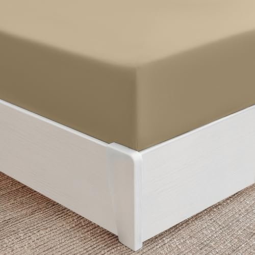 Mellanni Spannbettlaken 160x200cm Boxspringbett - Bis 40cm Matratzenhöhe - Weich, Knitterfrei, Rundum Elastisch - (160x200 cm, Beige)