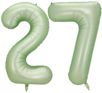 Guoguonb 40 Zoll Zahl 27. Geburtstag Deko Riesen Aufblasbar Helium Folienballon Nummer 27 Luftballons Personalisiertes Design Ballon für Gedenktag Geburtstag Dekoration (Wassermelone Grün)