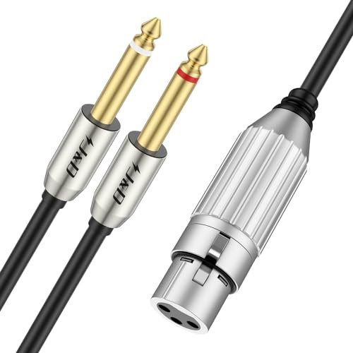 J&D Dual 1/4 a XLR, XLR Hembra a Dual de 6,35 mm TS Mono Tapón Cables Estéreo, Hembra a Doble 1/4 TS Mono Y- Divisor Cable de Micrófono con 2 m Longitud para Conectividad de Audio Superior