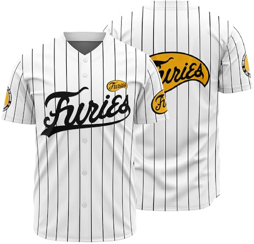 The Warriors Furies - Maglia da Baseball da Uomo, con Cuciture, Bianco, L