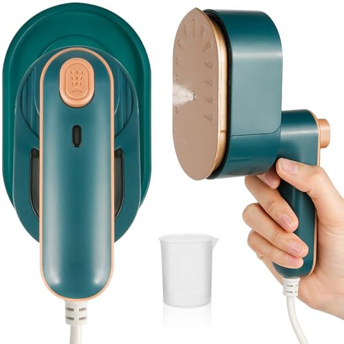 Mini Reisebügeleisen, Euakee Kleines Steamer Dampfbügeleisen Kleidung Keramikplattendesign, Faltbares 30 Sekunden Schnelles Aufheizen, Handdampfbügler Bügeleisen Dampf für Zuhause (Grün)