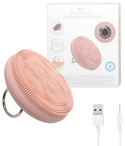 STYLPRO Sonic Facial Cleansing Device: Silicone Massager with Sonic Vibration. Rechargeable, Waterproof, Adjustable Exfoliator and Scrubber. Removes Makeup, Dirt, Dead Skin Cells. Travel-Friendly