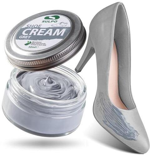 SULPO Crema per scarpe grigio – Shoe Cream – Crema per la pulizia delle scarpe – Crema per la pelle – Balsamo per la pelle – Balsamo in pelle liscia – Bassi d' acqua – Colore rinfrescante – Cura della