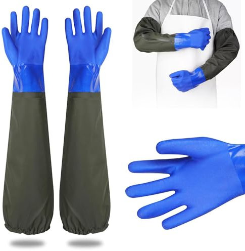 Ksvaye Guanti da Lavoro Impermeabili, Guanti Lunghi Impermeabili Guanti da Stagno Guanti Gomma Lunghi Guanti Pulizie Lunghi Guanti Lunghi per Acquario (1 Paio, 70 cm)