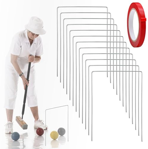 Dxmimer Juego de 12 mechas de croquet de repuesto para aros de croquet de metal de croquet, aros de metal de alambre de acero de 9 x 7.8 pulgadas de grosor para césped familiar, patio trasero, juego