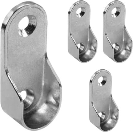 SGERUFZ Soporte para armario ovalado de 4 piezas, soporte para barra de armario, barra para colgar en cuarto de baño ducha cocina con 8 tornillos