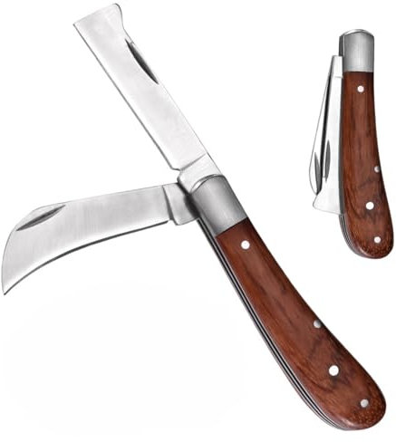 Zebbyee Serpette Greffoir, Greffoir Couteau Jardin Serpette Pliante Lame Couteau Pliable Greffe D'élagage Double Tranchant en Acier Inoxydable de Jardin