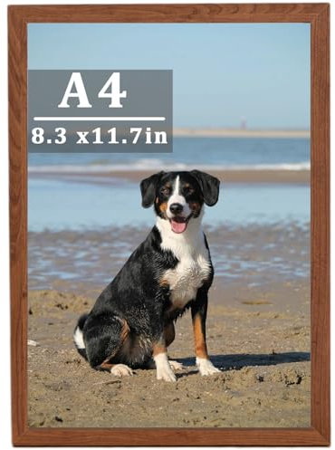 Menmamenma Marco de Fotos A4 (21x29,7cm),Decoración del Hogar Marco de Madera,Marco Madera Natural de MDF Plexiglás, Adecuado para Fiestas,Paisaje,Certificados,Retrato (Madera de Teca)