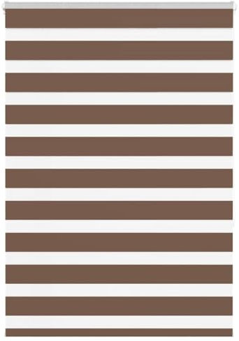 vidaXL Zebrarollo Braun 110x150 cm Stoffbreite 105,9 cm Polyester, Zebra-Rollo, Doppelrollo, Zebra-Jalousie für Fenster, Doppelrollo, Zebra-Rollo