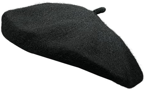 Bliceon Wool Beret Hat for Men and Women - Classic French Style Beanie in Solid Colors, Soft and Warm Vintage Artist Hat for Outdoor Wear, Cozy Knit Cap for Fashionable Looks Black