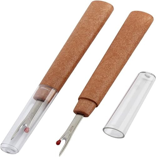 zickzacknaehmaschine 2er Set- Profi-Nahttrenner/Saumtrenner mit scharfer Edelstahl-Klinge, Kunststoffgriff + Verschlusskappe- für schnelles & präzises auftrennen von Nähten Aller Art