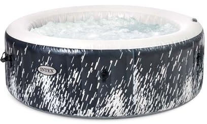 Intex 28494NP - Idromassaggio Gonfiabile Rotondo PureSpa Bubble Glow Deluxe, 4 Posti, 140 Getti, PVC, LED Multicolore, 196x71 cm