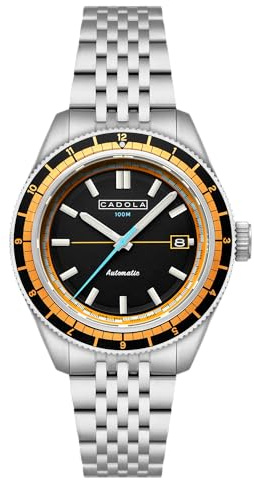 Cadola Orologio automatico da uomo 42 mm Ahrens Racecraft nero con cinturino in acciaio inossidabile massiccio CD-1061-55, Racecraft Nero