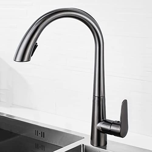 Grifo mezclador de cocina extraíble,Grifo de cocina con manguera extraíble,Grifo de cocina de latón de un solo nivel,Grifo de cocina con manguera extraíble,Grifos mezcladores de cocina frío y
