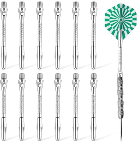 MSMXCS 12 Pack Darts Shafts Plain Aluminium Medium, 45mm 2BA Metal Darts Accessories Dart Target Stems Aluminium Dart Stems Professional Dart Pole Rod with Standard 2BA Thread (Sivler,Medium)
