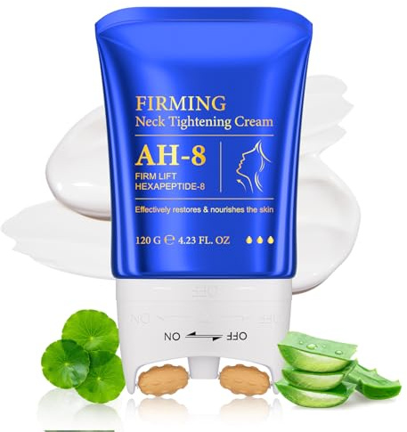 AH-8 Firming Neck Cream,Crème Raffermissante pour le cou, raffermit et hydrate la peau avec un rouleau de massage, ah - 8 crème pour le cou pour la peau ridée, hydrate pour les hommes et les femmes