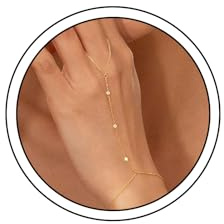 Nymora Gold Hand Chain Bracelet for Women Trendy Dainty 14k Gold Ring Bracelet with Cubic Zircon, Hand Chain Finger Ring Slave Cuff, Fall Jewelry Accessories, Mother’s Day Gifts