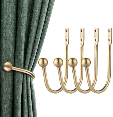 Embrasses de rideau, 4 pièces, supports de rideau muraux rétro, crochets de fenêtre pour décoration intérieure, en laiton antique