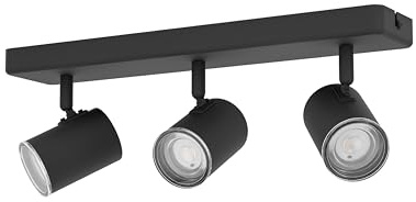 EGLO Consuma 1 Taklampa med 3 ljuskällor | takstrålkastare för vardagsrum och badrum, med spotlights, av svart stål, GU10-sockel, IP44