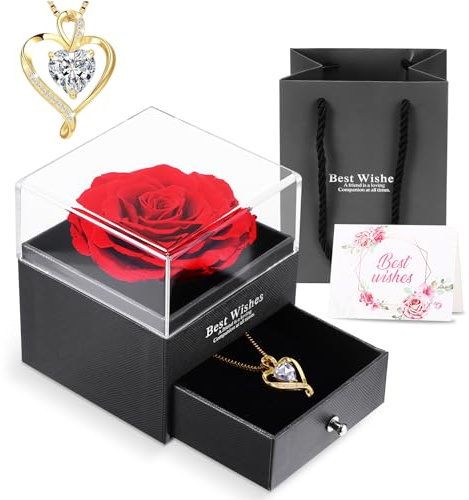 Rosa eterna, flor real conservada, rosas hechas a mano, caja de rosas infinito, caja de regalo romántica para el día de la madre, día de Navidad, día de San Valentín, aniversario, cumpleaños