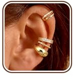 Morfetto 4pares Ear Cuff Dorados Plata Falso Piercing Oreja Pendientes Sin Agujero Pendientes Clip Ajustables Baño de Oro 14K Hipoalergénicos Falsos Piercing Tragus Cartílago Hélix Mujer TwistedG