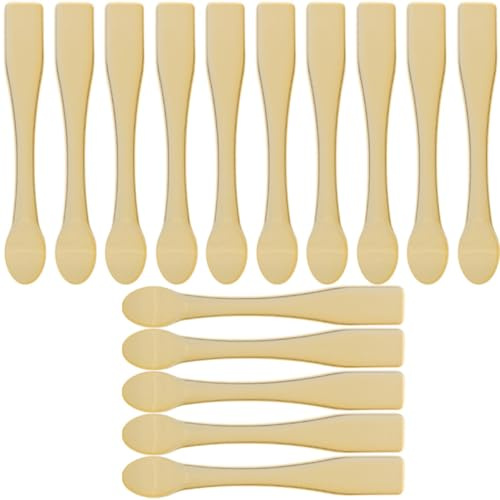 Healeved Cuchara para Crema Facial Dorada de Abs, Espátula Cosmética para Mezclar y Probar Lociones, Paquete de 15 Piezas Portátil para Productos de Belleza