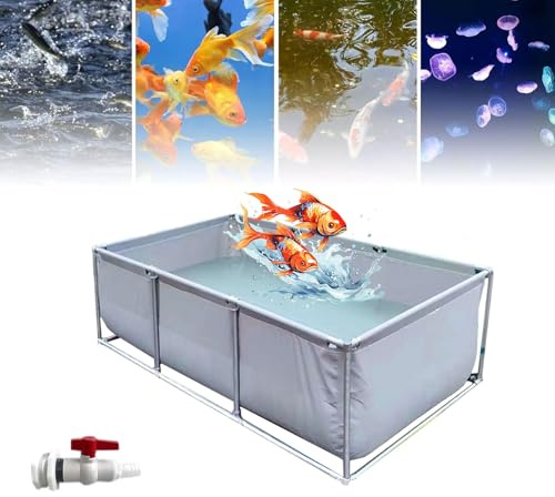3 x 1,5 x 0,7 m PVC fiskdamm utomhus – trädgårdspool ovanför marken för koi och fisk – perfekt för vattenbevattning och trädgårdsdekor – lätt att fylla i