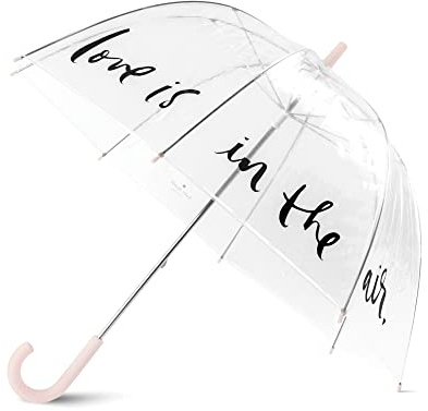kate spade new york Clear Umbrella for Rain, Large Bubble Umbrella for Weddings, Love Is In The Air
