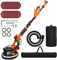 GOPLUS Ponceuse Girafe Ø 25cm 750W 1500RPM 6 Vitesses Réglables, Ponceuse Murale 80 Lumières LED Manche télescopique Rotation 360°, Ponceuse à Plâtre Murale 12 Disques Abrasifs Sac de Transport