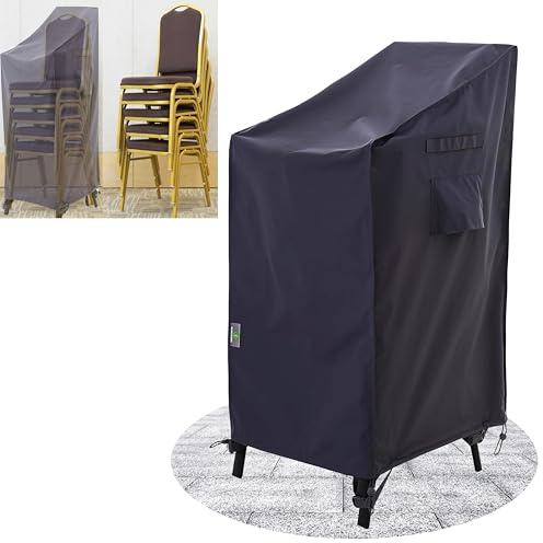 F&J Outdoors Abdeckung für Gartenstühle Wasserdicht UV Beständig Robust Schutzhülle für Stapelstühle Hochlehnstühle im Sommer Winter Draußen Plane (65x65x75/115cm),Grau