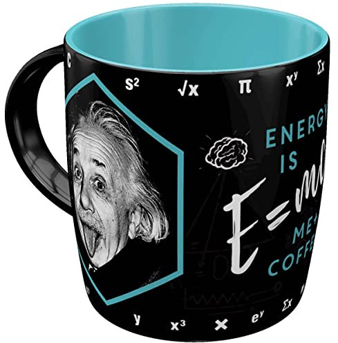 Nostalgic-Art Taza de café retro, Einstein - Energy = Me + Coffee – Idea de regalo para estudiantes, cerámica, diseño vintage con frase, 330 ml