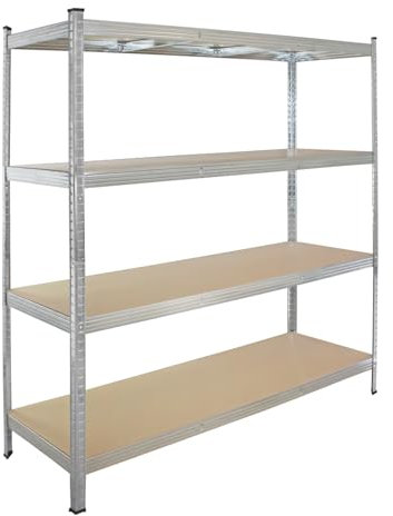 TRUTZHOLM Schwerlastregal 180x160x60 cm Traglast 1000 kg Steckregal Lagerregal Kellerregal Werkstattregal verzinkter Stahl 4 Böden