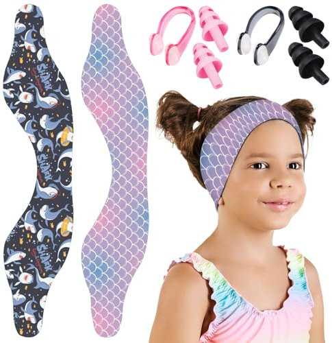 JSTHHTT Schwimm Stirnband Kinder, Neopren Schwimmband, Mit Ohrenstöpsel Schwimmen, Ohrenschutz Wasserdichtes, für Kinder zum Schwimmen Tauchen Surfen