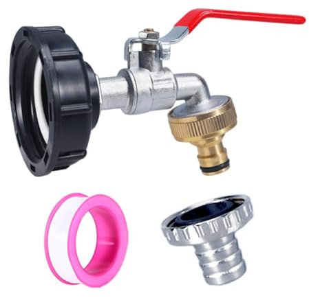 Kit rubinetto a botte di pioggia, rubinetto per acqua esterna | Kit connettore cilindro - Rubinetto in ottone a tenuta stagna con nastro sigillante, rubinetto per barile di pioggia, connettore