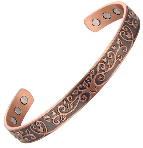 MagEnergy Copper Bracelets for Women, Strength Magnetic Bracelets for Women, 99.9% Pure Copper Jewellery with 3500 Gauss Neodymium Magnets, Adjustable Bracelet(Tree of Love)
