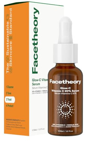 facetheory Glow-C Vitamin C 20% Serum (Unscented) - Vitamin C Serum for Face - Skin Brightening, Firming & Anti Aging Serum (30 ml)