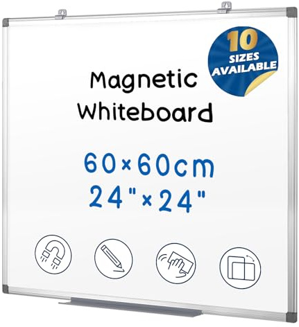 SWANCROWN Magnetisches Whiteboard 60x60cm, Magnettafeln mit Aluminiumrahmen