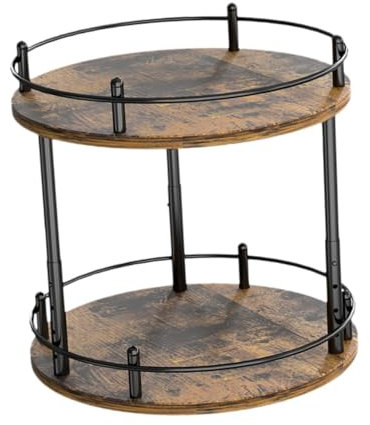 DimyFew Madre de Madera para Especias, 2 Pisos, Bandeja Decorativa Versátil, Rotatoria, Versátil, Placa Rotativa Perezosa para La Encimera de La Cocina, Redondo, Individual